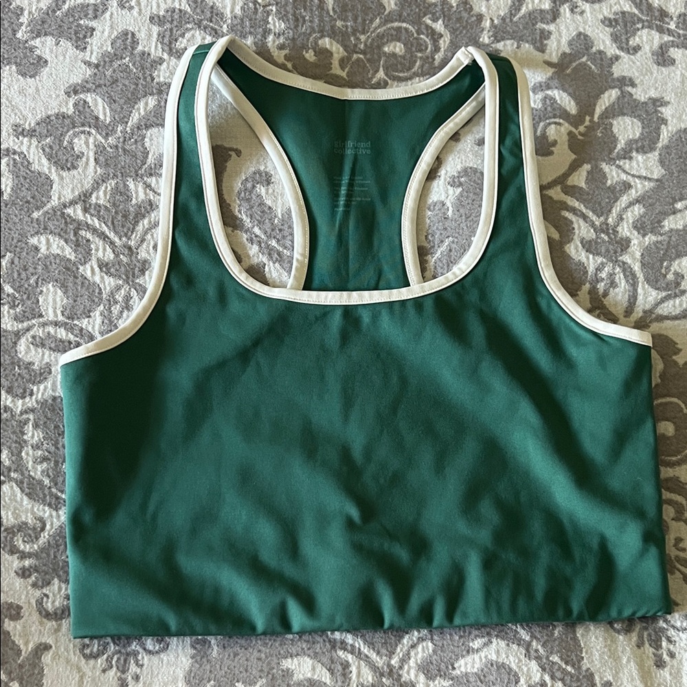 Girlfriend Collective Green Piped Paloma Sports Bra, sz L